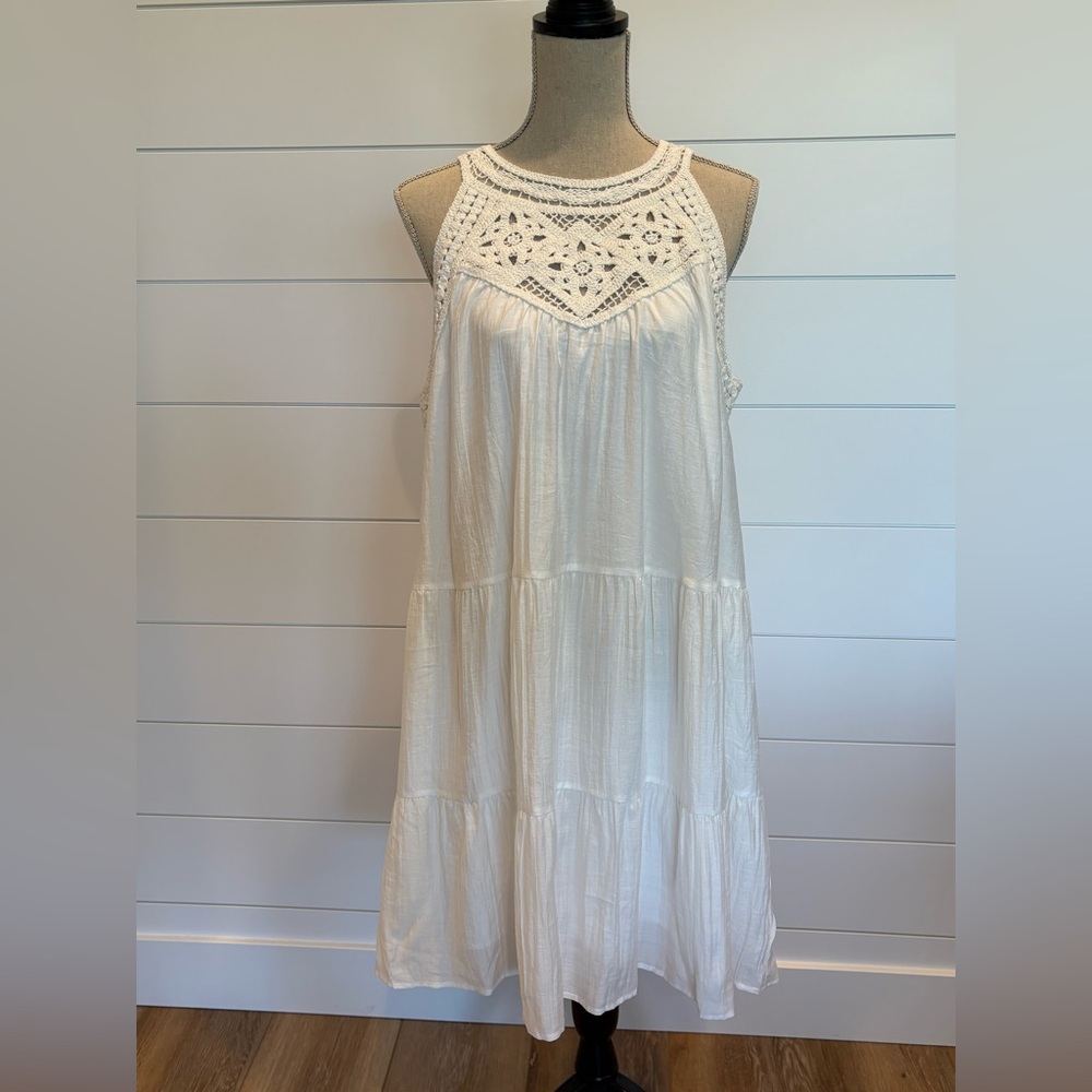BTFBM Women’s Summer Sleeveless Crocheted Halter Dress A-Line Vacation Sundress